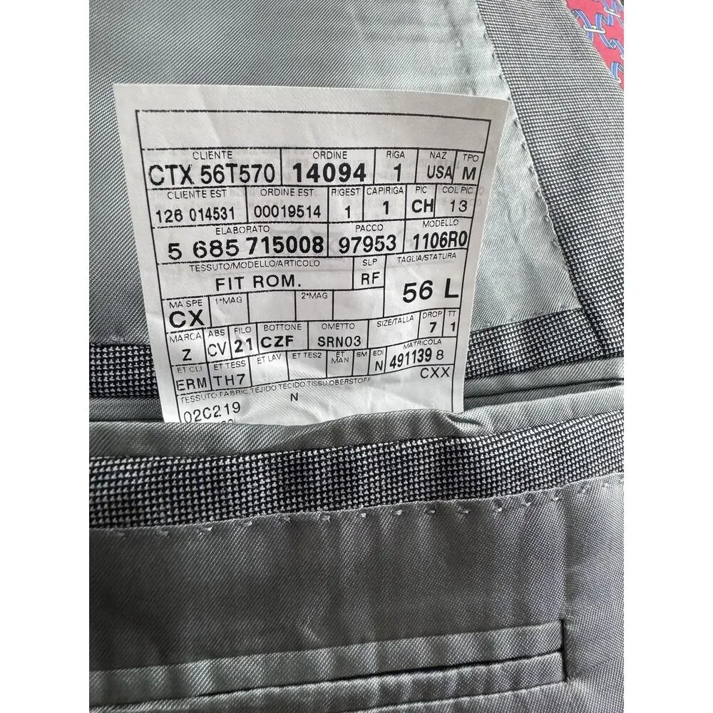 $4995 Zegna 15milmil15 Su Misura Gray Nailshead Blazer IT 56L Fits US 44L Roma